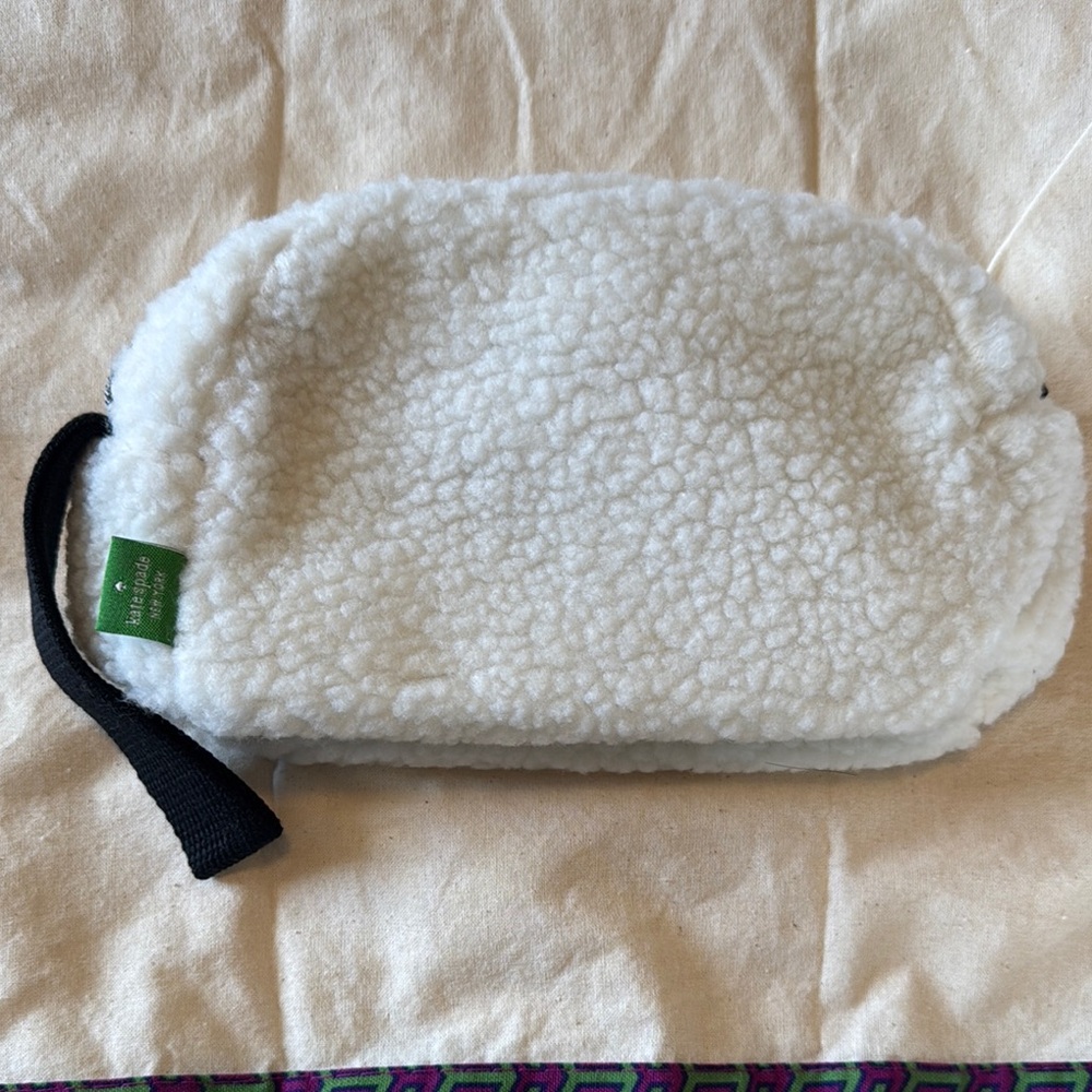 Kate Spade sherpa cosmetic bag, NWT